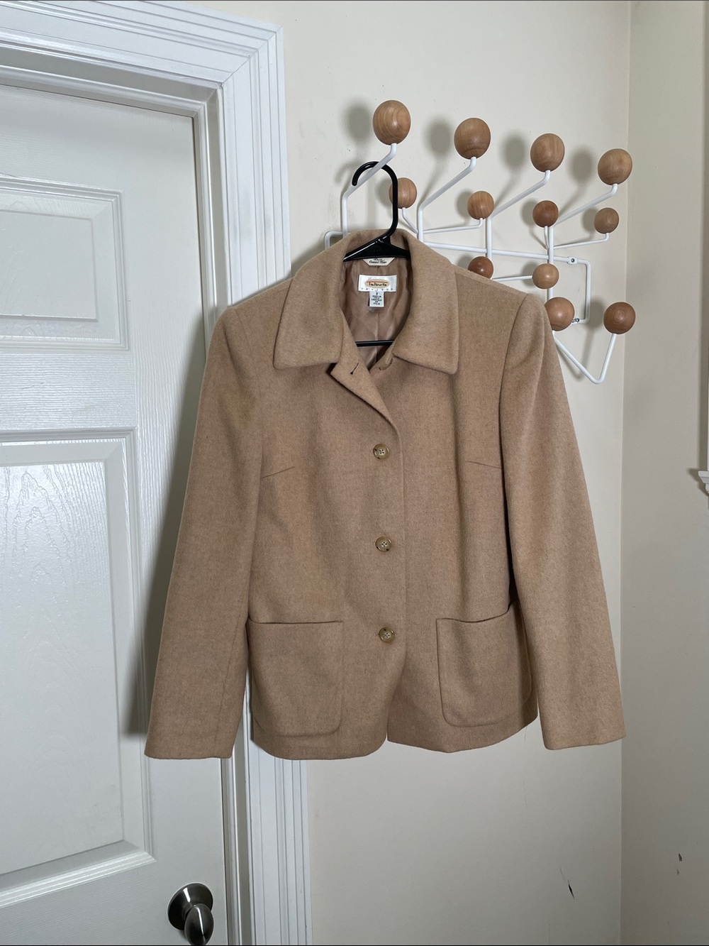 Talbots Camel Hair Wool-Blend Pea Coat Cream - 2